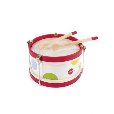 Image of Janod My First Confetti Wooden Drum Pretend Play and Musical Awakening Toy from 2 Years Old, J07608