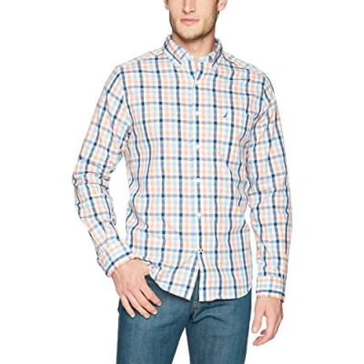 Image of Nautica Men&#039;s Wrinkle Resistant Long Sleeve Button Front Shirt, Guava Punch, S