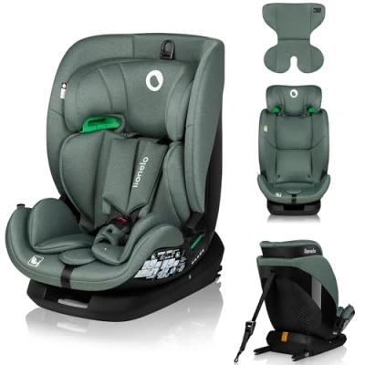 Image of LIONELO Lavender I Size Car Seat 76 150cm with ISOFIX &amp; Top Tether Installation Enhanced Safety Steel Reinforced Frame, Adjustable Headrest, Reclinable, Ventilated, Washable (Latte, Size)