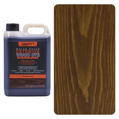 Image of Littlefair&#039;s Wood Stain Water Based 5ltr Outdoor Furniture Dye Light &amp; Dark Finishes Non Toxic Eco Friendly Formula Exterior for Crafts Colour: Golden Oak