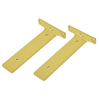 Image of SANJIAOJIA 2pcs Solid Steel Floating Shelf Bracket,Heavy Duty Metal L Bracket Industrial Brackets for Shelves Support Wall Mounted,for DIY Open Shelving,with Screws (23cm(9in),Gold)