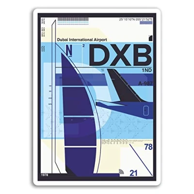 Image of 2 x 10cm Dubai Airport Vinyl Stickers UAE DXB Sticker Laptop Luggage #17157 (10cm Tall)
