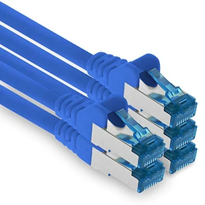 Image of 1aTTack.de 5 X 1 M CAT.6 Ethernet Gigabit Lan Network Patch Cable RJ45 CAT 6 A 10000 Mbit s Sftp Pimf 500 MHz blue