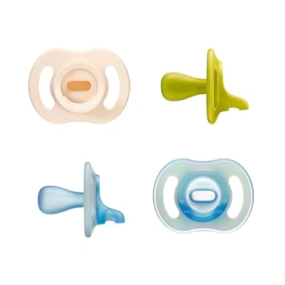 Image of Tommee Tippee Ultra Light StayPut Day and Night Dummies, One Piece Silicone Design, Soft Skin Feel 6 18m, 4 Pack