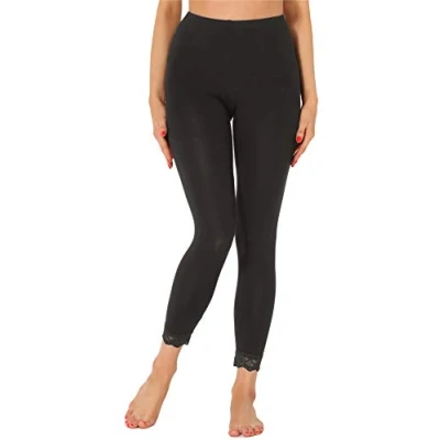 Image of Merry Style Women&#039;s Leggings 7/8 with Lace MS10 342(Black,M)