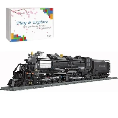 Image of Technic Train Building Kit, 1608Pcs Bigboy Steam Locomotive Retro with Tracks, City Freight Model Creative Gifts for Children and Adults, Compatible Lego