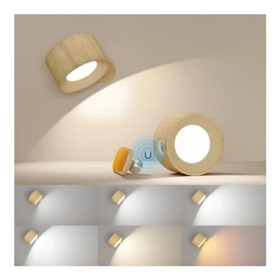 Image of Battery Operated Wall Light, LED Lamp with 360Adjustable Lighting Indoor Light 3 Color Modes Brightness Levels Touch Control, Mounted for Bedroom Reading Bedside 1Pack