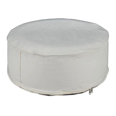 Image of Relaxdays Inflatable Footstool, Outdoor Pouffe for Camping, Garden &amp; Balcony, Round Footrest, Seat, 26 x 56 cm, Beige, Polyester