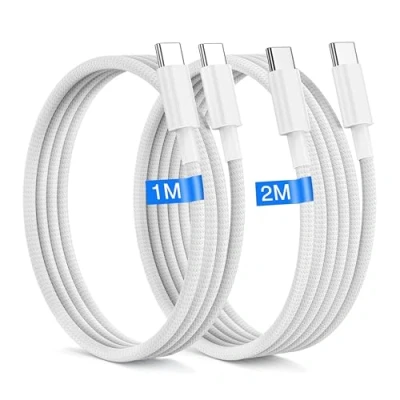 Image of USB c to Charger Cable [2Pack] 1M+2M type Fast Charging for iPhone 16 /15 /Pro Max/pro/plus, iPad, MacBook, 60W Original Charge Nylon Braided