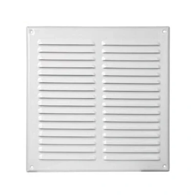 Image of Metal Air Vent Grille with Fly Screen Flat Ducting Ventilation Cover White (295mm x 295mm)