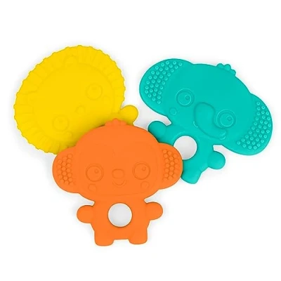 Image of Bright Starts Gummy Buddies 3 Pack Textured Teethers BPA Free Elephant, Lion, Monkey Unisex, Months +