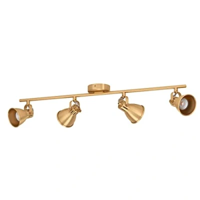 Image of Eglo LED Spotlight bar Seras, Ceiling Light Fitting with 4 Adjustable spot Lights, Living Room lamp Made of Brushed Brass and Golden Steel, Track Lighting GU10 Bulbs, Warm White