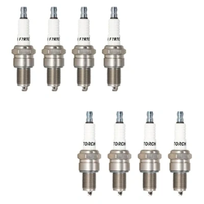 Image of TORCH 8pcs F7RTC Spark Plug Repalce for NGK 5534/BPR7ES V line 19, BOS CH 7992/WR5DC 4038/WR5DP, Cham pion 332/RN7YC 415/RN9YC 818/RN2C, DEN SO W22EPR U/3088, AC Delco R41CXLS, OEM