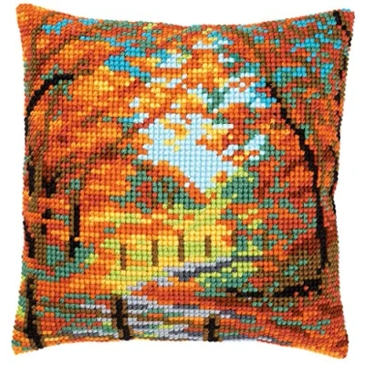 Image of Vervaco Cross Stitch Cushion Kit: Autumn Landscape, Cotton, NA, 40 x 40cm