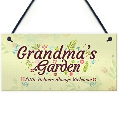 Image of RED OCEAN Grandma&#039;s Garden Novelty Hanging Plaque Summer House Sign Shed Home Decor