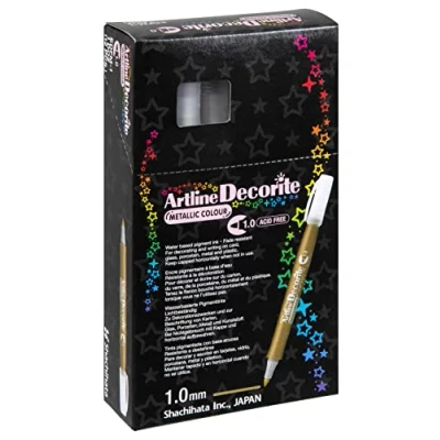 Image of Artline Decorite 1mm Metallic Gold Marker Pen for Card, Glass, Metal and Plastic