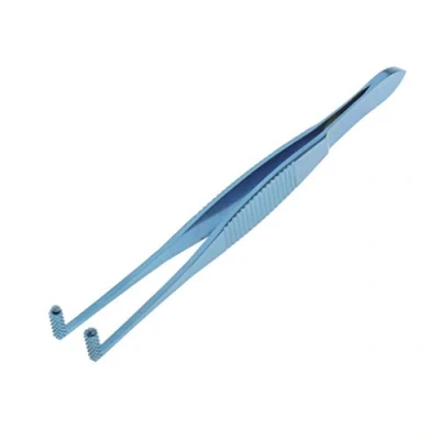 Image of Stainless Steel Roller Tip Angled Meibomian Gland Expressor Forceps 11cm Length