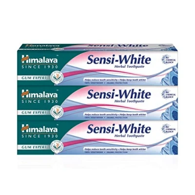 Image of Himalaya Herbal Sensi white Toothpaste helps in teeth whitening Rapid and Long Lasting Sensitivity ReliefWith Active Ingredients for cavity protectionEnamel Friendly 75ml (Pack of 3)