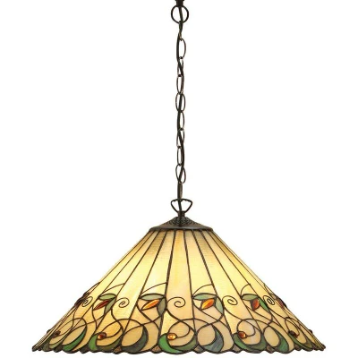 Image of Jamelia 3 Light Large Ceiling Pendant Dark Bronze, Tiffany glass, E27