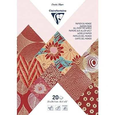 Image of Clairefontaine Ref 95090C PaperTouch Handmade Papers (Pack of 20 Sheets) A4 (210 x 297mm) in Size, Acid Free Paper, Suitable for Cutting &amp; Gluing Reds