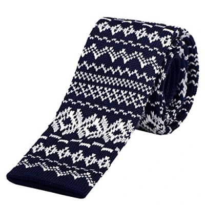 Image of DonDon Men&#039;s Knit knitted Tie slim norwegian christmas pattern