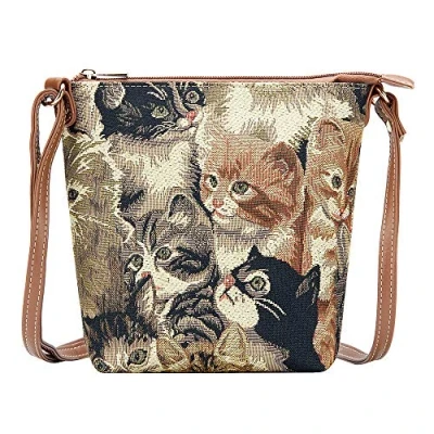 Image of Signare Tapestry Small Crossbody Bag SLING for Women Designs (Cat, CAT)