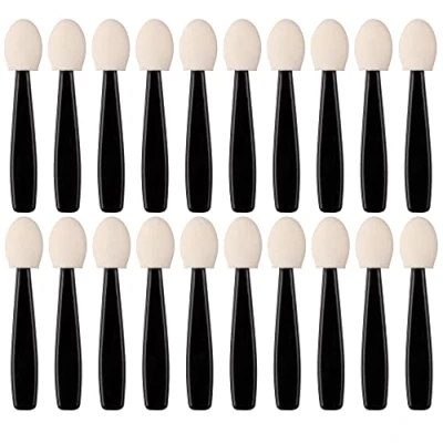 Image of Jazooli Disposable Oval Soft Sponge Eyeshadow Face Brushes Set Makeup Eye Shadow Applicator Cosmetic MUA Wands Sticks Beauty Tool Application, 20 Pack, Black