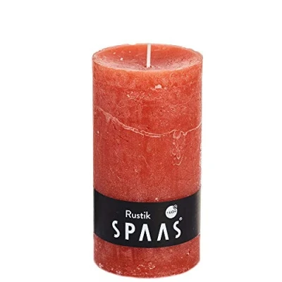 Image of Spaas 8 Rustic Unscented Pillar Candles 70/130 mm, 60 Hours, Ginger Orange