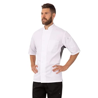 Image of Chef Works B205 XXL Valais Unisex Chefs Jacket, 2X Large, White With Grey