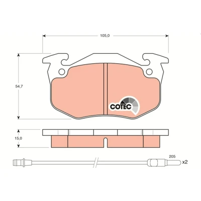Image of 7701202227, 7701202517, 7701202710, 7701202891, 7701203842 Brake pad set TRW COTEC GDB328 incl. wear warning contact with accessories