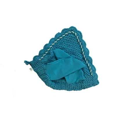 Image of Spire Horse Soft Crochet Breathable Cotton Ear Net Hood Protector Bonnets (Pony, Sky blue)