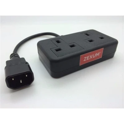 Image of Zexum Deluxe IEC C14 Male to 13A 2 Gang UK Mains Adapter Trailing Socket Lead 5 Meter