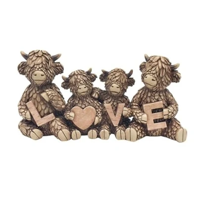 Image of Lesser &amp; Pavey Hughie Highland Cows Love Figurine For Home Office Decor Ornaments Gift Women Men Beautiful Indoor Outdoor Living Room