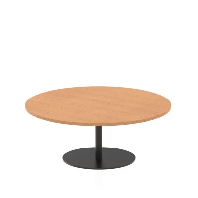 Image of Italia 1200mm Round Coffee Table Oak Top 475mm High Black Leg