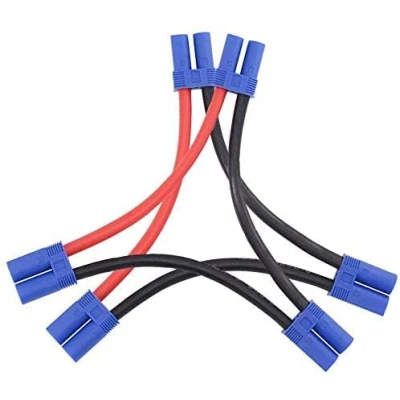 Image of LINSYRC 2pcs EC5 Serial Series Battery Connector 1 Female to 2 Male Adapter with 10CM 12AWG Silicone Cable for Losi/E Flite