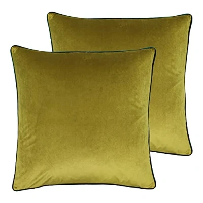 Image of Paoletti Meridian Twin Pack Polyester Filled Cushions, Moss/Emerald, 55 x 55cm