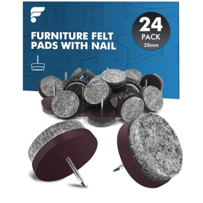 Image of shinfly Chair Leg Floor Protectors, Non Slip Felt Pads for Furniture Feet, Nail in Protectors with 4mm Thick, Diametr 28mm