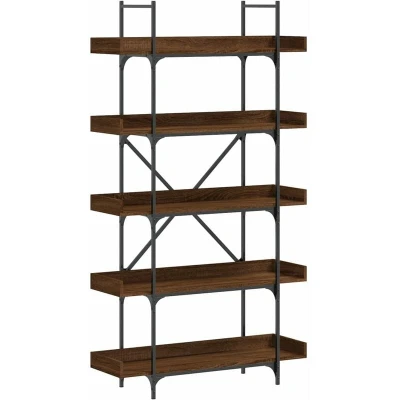 Image of vidaXL Bookcase 5 Tier Brown Oak 100x33x180.5 cm Engineered Wood