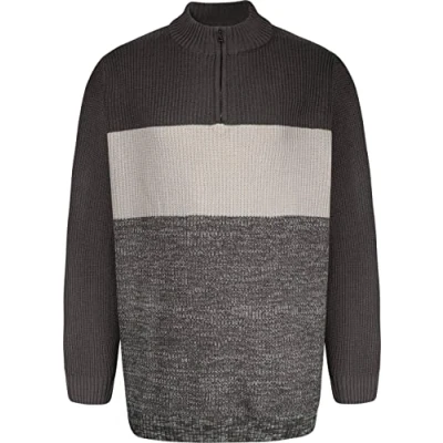 Image of Uptheir Mens Sparrow Marl Colour Block Sweater Grey 4XL