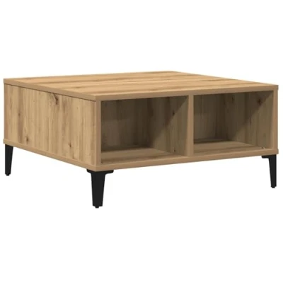 Image of vidaXL coffee table artisan oak finish engineered wood modern square design with open storage ideal for living rooms