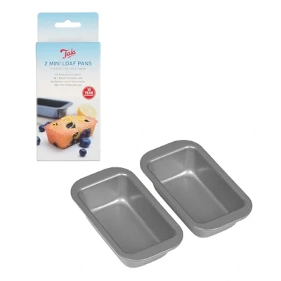 Image of Tala 2 Mini Loaf Baking Pans Non stick Even Heat Distribution Oven Tray for Bread, Banana Bread &amp; Pound Cakes Carbon Steel, Wide Flat Handles, Dishwasher and Freezer Safe