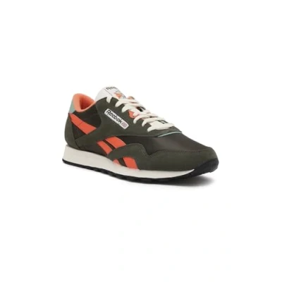 Image of Reebok Classic Nylon Unisex Trainers, Size: 9.5, Hunter green/pump orange/vintage chalk shoes