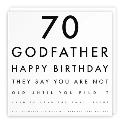 Image of Hunts England Godfather 70th Funny Birthday Card 70 Happy Fun Letters Collection