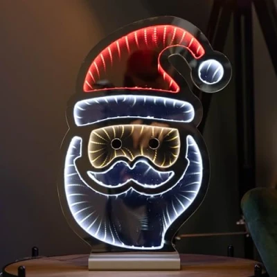 Image of Samuel ALEXANDER 40cm Light up Santa&#039;s Face Infinity Christmas Decoration with Red and White LEDs