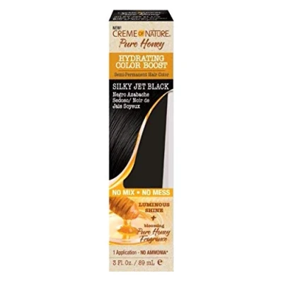 Image of Creme OF Nature PURE HONEY HYDRATING Color BOOST Semi Permanent Hair (SILKY JET BLACK)