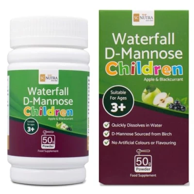 Image of Waterfall D Mannose Children Apple &amp; Blackcurrant Infant Suitable for Girls Boys aged 3+ SC Nutra (Sweet Cures)