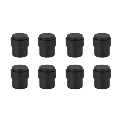 Image of HANDLEZONE® 8 Pack Floor Mounted Door Stop 30mm x 40mm, Collared with Rubber Buffer Stopper, Concealed Fixing Black Matt