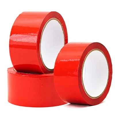 Image of Edenpack 3 Rolls Red Colour Low Noise Adhesive Tape 50MM x 66M Art and Craft DIY Decorative Packaging Packing Parcel Strong Seal Coloured Acrylic