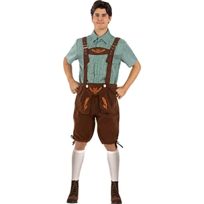Image of Funidelia Oktoberfest Costume for man Tyrolean, Bavarian, Oktoberfest, Germany adults accessory fancy dress &amp; props Halloween, carnival parties Size S Brown
