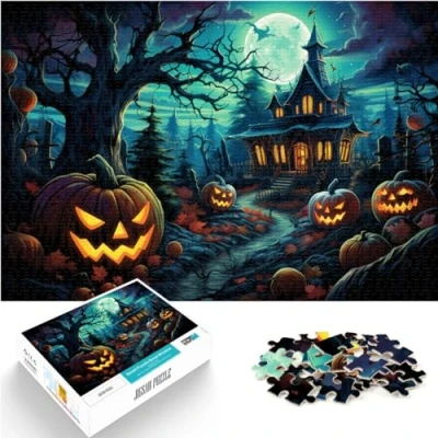 Image of Jigsaw Puzzle Gift Halloween horror night 1000 Piece for Adults Wooden Puzzles Educational Game Challenge Toy Great （50x75cm）